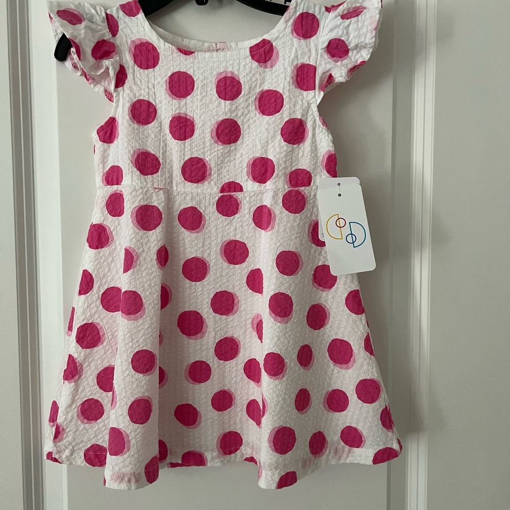 Flapdoodles Pink and White Polka Dot Dress